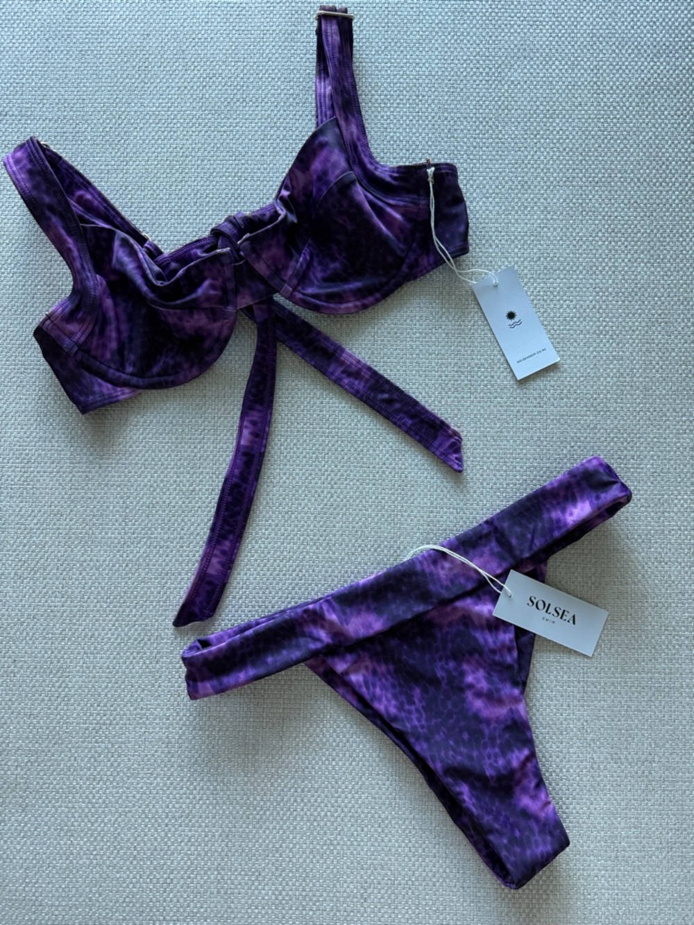 ✨NWT SoleSea  Purple Tie-Dye Underwire Bikini Top and bottom